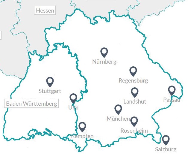 Gebiete für die Hochzeitsdeko im München und Umgebung